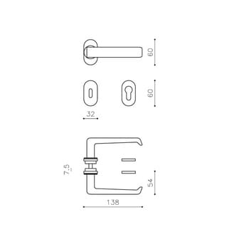 Maniglia per porta serie MILANO Olivari, con rosetta e bocchetta foro Patent, finitura SuperAntracite Satinato