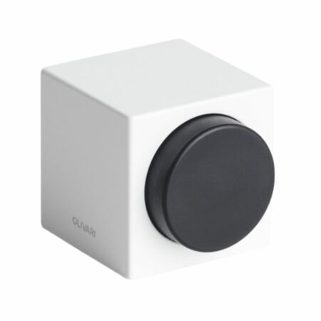 Fermaporta Cubo B136S Olivari per interni/esterni, dimensione 32x38 mm, gommino diametro 25 mm, Ottone finitura Bianco Opaco