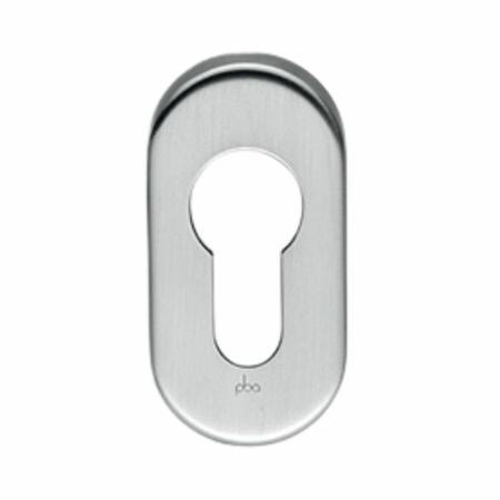Bocchetta ovale alta porta Pba, con passachiave Yale, altezza 32 mm, larghezza 64 mm, spessore 8 mm, in acciaio inox satinato