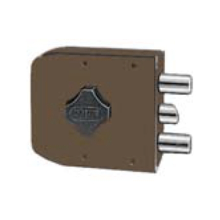 Serratura da applicare 320 Potent per porta, laterale sinistra con mezzo giro, pomolo interno, cilindro a pompa 50 mm, entrata 60 mm, finitura Marrone