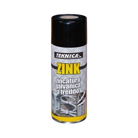 Spray a freddo Zinc Teknica per zincatura galvanica cancelli e telai, bombola 400 ml, finitura Zinco Chiaro