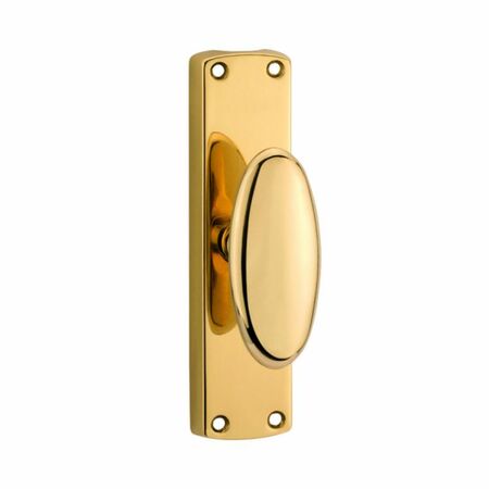 Cremonese con placca Ovalino 190 Reguitti per asta esterna finestra, movimento MP, Ottone finitura Oro Lucido