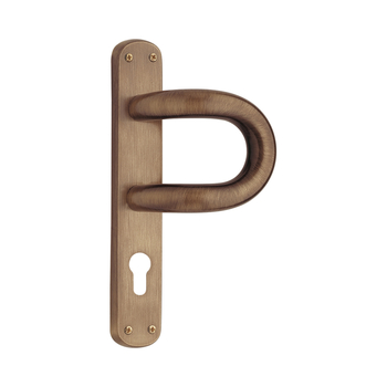 Maniglione Universo 316 Reguitti per porta, spostato, foro Yale, ingombro 101x255 mm, finitura Bronzato Graffiato