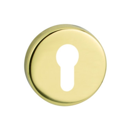 Bocchetta tonda 003 KY Reguitti per porta, foro Yale, dimensioni 45x10 mm, Ottone finitura Lucido Verniciato