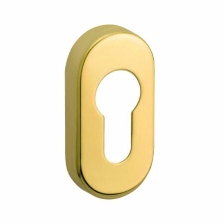 Coppia bocchette ovale 009 KY Reguitti per porta, foro Yale, dimensioni 32x62x10 mm, Ottone finitura Lucido