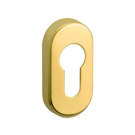 Bocchetta ovale 009 KY Reguitti per porta, foro Yale, dimensioni 32x62x10 mm, Ottone finitura Lucido