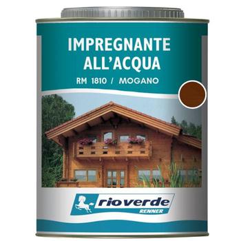 Impregnante ad acqua Rioverde RM1810 Renner, per legno, confezione 750 ml, finitura Mogano