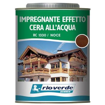 Impregnante ceroso ad acqua Rioverde RC1330 Renner, per legno, confezione 750 ml, finitura Noce