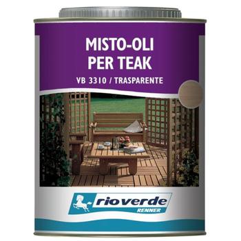 Olio rivitalizzante Rioverde VB3310 Renner, per legno teak, confezione 750 ml, finitura Trasparente Ambrato