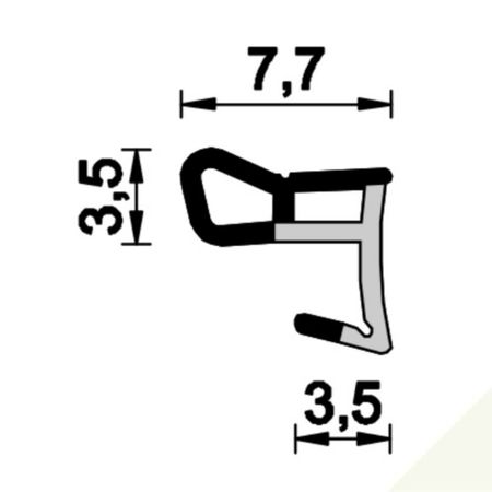 Guarnizione per serramento A 569 AC Roverplastik, fresata 3 mm, bobina da 400 mt, finitura Bianco