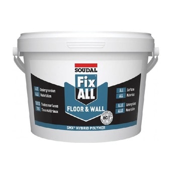 Adesivo Fix ALL Floor & Wall Soudal per pavimento e parete, MS Polimero, secchio 4 kg, finitura Bianco