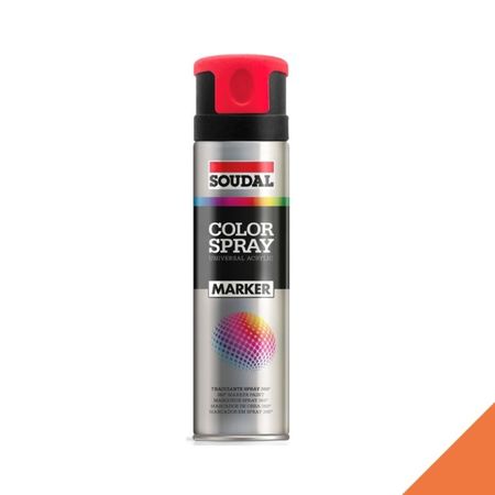 Vernice acrilica Color Spray Marker Soudal per superfice settore edile, bomboletta 500 ml, colore Arancio Fluo