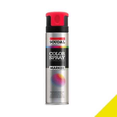 Vernice acrilica Color Spray Marker Soudal per superfice settore edile, bomboletta 500 ml, colore Giallo Fluo