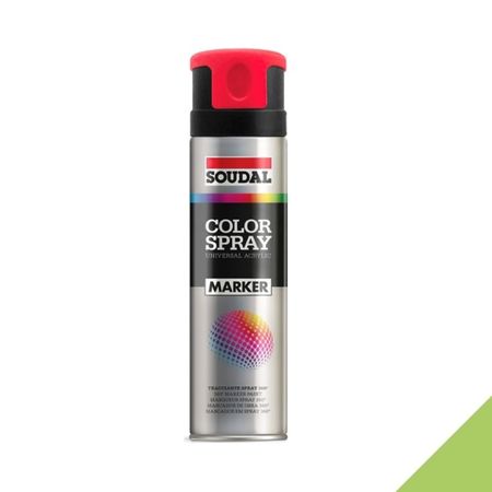 Vernice acrilica Color Spray Marker Soudal per superfice settore edile, bomboletta 500 ml, colore Verde Fluo