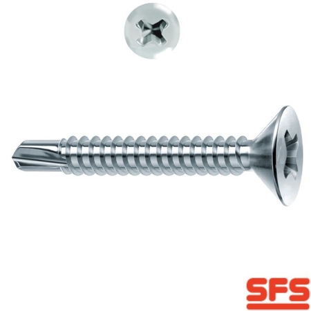 Vite SP3 3,9x45 per serramento in PVC, impronta PH 2, filetto totale, 1550909 SFS Intec finitura Argento GS