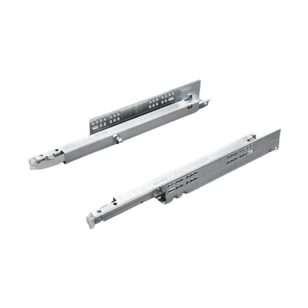 Guida a estrazione totale Futura Smove Salice, con aggancio cassetto clip, lunghezza guida 550 mm, finitura Zinco Argento