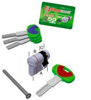 Mezzo cilindro Securemme per porta, lunghezza 25-10 mm, finitura Cromo Satinato