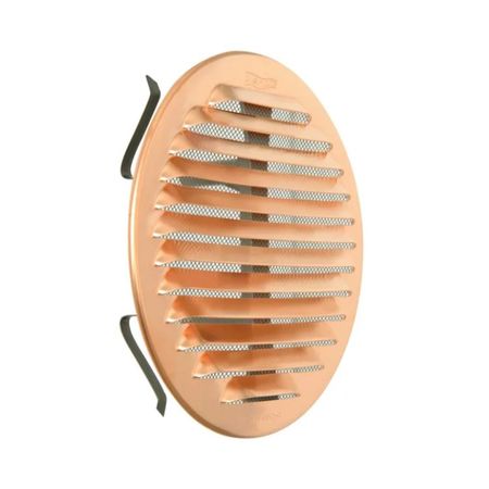 Griglia tonda con molla GRATU160R la Ventilazione per Aerazione, rete interna, diametro foro 125-160 mm, esterno 175 mm, Rame