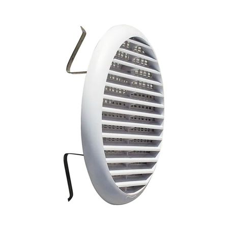 Griglia tonda con molla TUR125B la Ventilazione per Aerazione, rete interna, diametro foro 80-125 mm, esterno 155 mm, Plastica colore Bianco