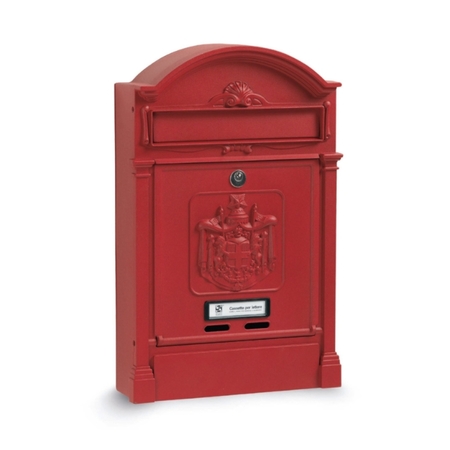 Cassetta postale regia Silmec per esterno, formato rivista dimensioni 290x450x97 mm, Alluminio finitura Rosso Raggrinzato