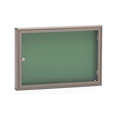 Bacheca porta avvisi SB112 Silmec, con sportello plexiglass e fondo magnetico, dimensioni 550x370x40 mm, profilo Alluminio finitura Bronzo-Oro - fondo Verde