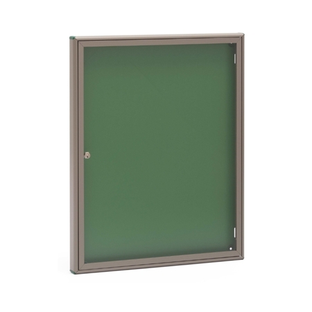 Bacheca porta avvisi SB113 Silmec, con sportello plexiglass e fondo magnetico, dimensioni 550x690x40 mm, profilo Alluminio finitura Bronzo-Oro - fondo Verde