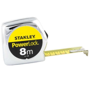 Flessometro Powerlock Stanley, clip di aggancio, lunghezza 8 mt