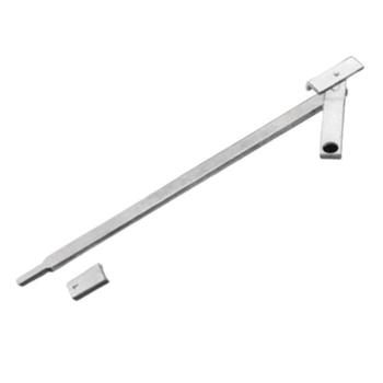 Catenaccio da saldare Ginone Savio 499, per cancello, passante e leva frizionata, lunghezza 450 mm, finitura Lucido