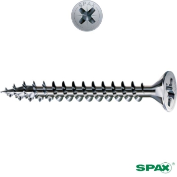Vite TPS 4,5x35 per legno, impronta croce PZ 2, filetto totale, ABC Spax finitura Argento Wirox