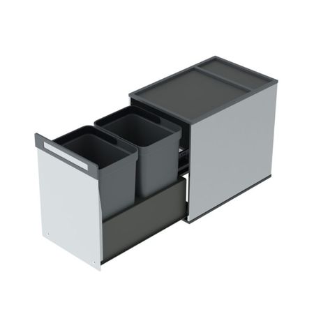 Portarifiuti Box 2 Tecnoinox per sottolavello cucina, base 300 mm, altezza 370 mm, 2 cesti ad estrazione su guide, Acciaio Inox AISI 304