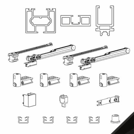 Kit per porta scorrevole 1 anta in alluminio Uni-Evo Terno, dimensione 1500x3000 mm, portata 80 kg, ammortizzato, Alluminio finitura Nero Spazzolato