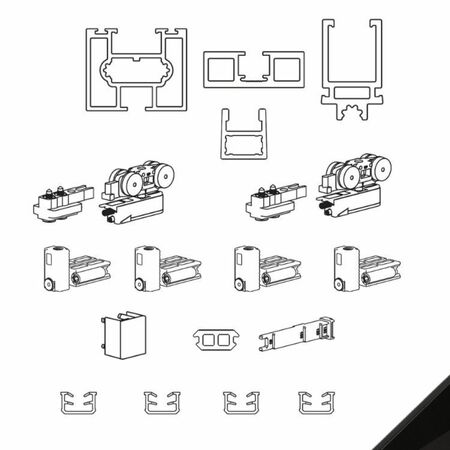 Kit per porta fissa 1 anta in alluminio Uni-Evo Terno, dimensione 1500x3000 mm, portata 80 kg, Alluminio finitura Nero Spazzolato