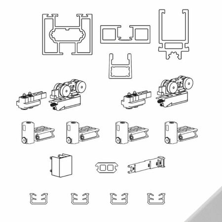 kit per porta fissa 1 anta in alluminio Uni-Evo Terno, dimensione 1500x3000 mm, portata 80 kg, Alluminio finitura Argento Spazzolato
