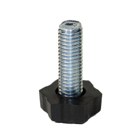 Piedino regolabile 30448 Emuca per mobili, diametro 22 mm, altezza 39 mm, filetto M10, terminale Plastica Nera, Acciaio Zincato