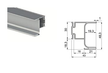 Profilo laterale Emuca per mobile cucina, larghezza 2,55 m, in alluminio, finitura Anodizzato Opaco