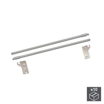 Set 10 astine Emuca per cassetto esterno Ultrabox, dimensioni 10x500 mm, colore Grigio Metallizzato
