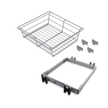 Kit cassetto metallico Emuca con guide, regolabile, modulo di 900 mm, colore Grigio Metallizzato