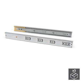 Kit guide Emuca a sfera per cassetto, estrazione totale, portata 35 Kg, dimensioni 45x400 mm, colore Zincato Bianco