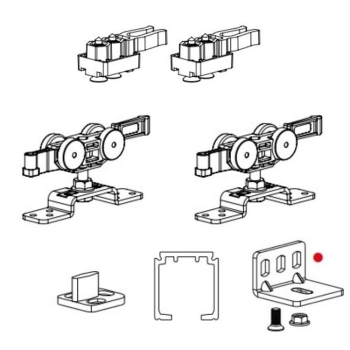 Kit scorrevole Classic 80/T/P/NR Terno per porta da interni, completo di guarnitura scorrevole e binario da 1650 mm, portata 80 Kg, Alluminio Anodizzato Argento
