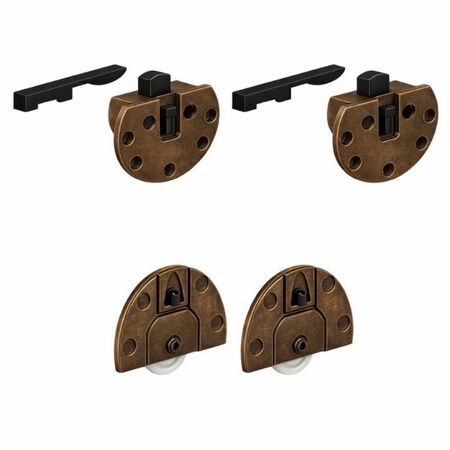 Kit Scorribase 639-655 Terno per ante scorrevoli sovrapposte, portata 50 Kg, finitura Bronzato