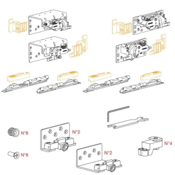  Kit Comfort K.1054.1 Terno per armadi 2 ante sovrapposte spessore 33 mm, portata 80 Kg, finitura Argento