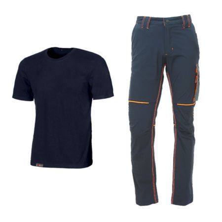 Kit abbigliamento da lavoro U Power, con t-shirt Linear manica corta e pantalone World lungo, taglia 2XL, colore Deep Blue