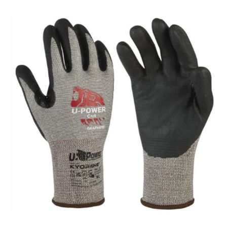 Guanti antitaglio UG00004 Cut U Power da lavoro, taglia M-8, rivestimento Grafene, palmo Nitrile, touch screen, finitura Grigio e Nero