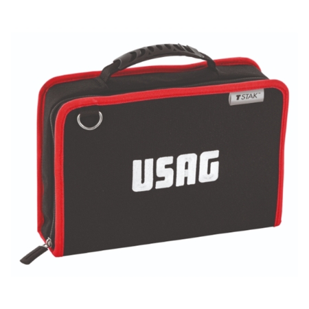 Borsa portautensili 007 FTSV Usag, pieghevole, 8 scomparti, dimensioni 340x90x235 mm, Poliestere colore Nero-Rosso