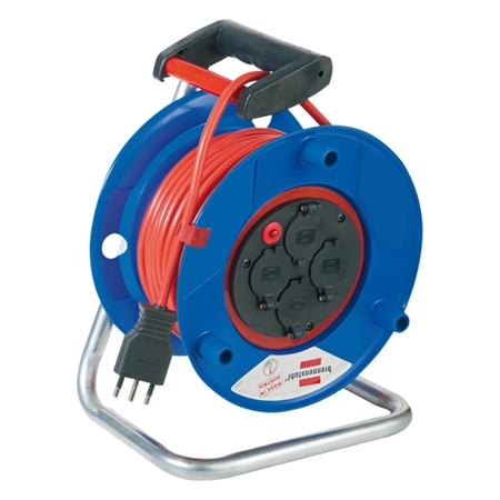 Tamburo avvolgicavo Garant ST Bretec Brennenstuhl per cavo elettrico, con 4 prese universali, spina IT 16A, lunghezza 50 mt, corpo Plastica supporto Metallo