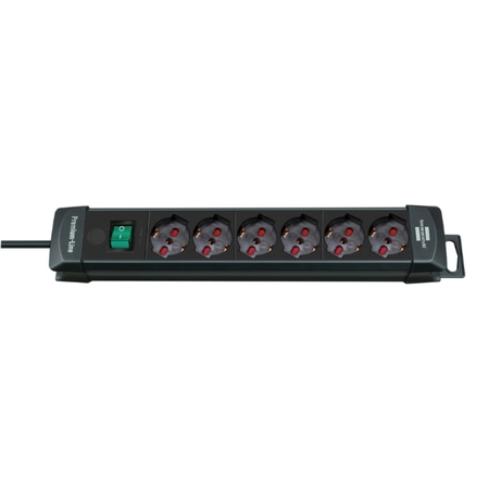 Multipresa Premium-Line Brennenstuhl per interno, con interruttore, 6 prese universali, lunghezza spina 3 mt, Plastica colore Nero