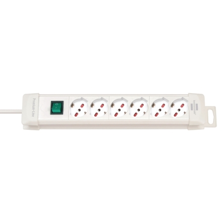 Multipresa Premium-Line Brennenstuhl per interno, con interruttore, 6 prese universali, lunghezza spina 3 mt, Plastica colore Bianco