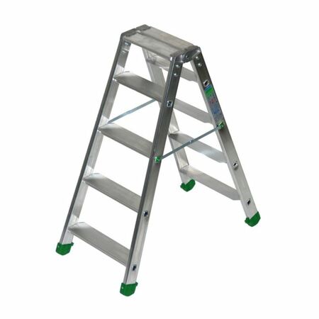 Sgabello a doppia salita Dupla Facal, gradini 4/4 e pianetto, altezza 1030 mm, portata 150 Kg, materiale Alluminio