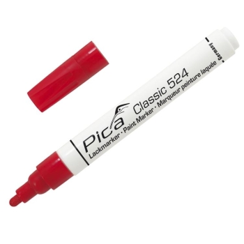 Pennarello industriale Pica Classic 524, a vernice laccata, punta tonda, colore Rosso
