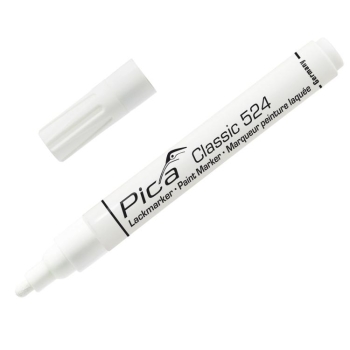 Pennarello industriale Pica Classic 524, a vernice laccata, punta tonda, colore Bianco